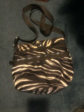 Brighton Zebra-Print Crossbody Shoulder Bag - Black & Cream